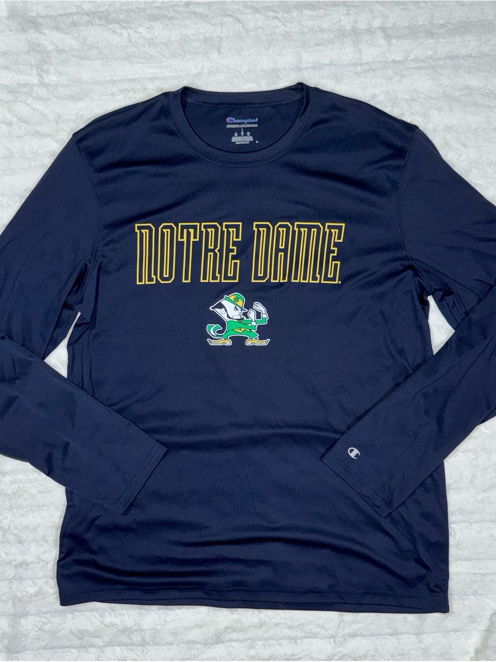 Men’s Champion Navy Long-Sleeve Notre Dame Performance Tee